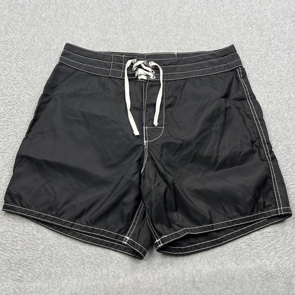 Birdwell Beach Britches Board Shorts Mens 30 Black Lace Up Swim Stitch USA Made - Picture 5 of 16